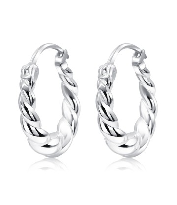  Twisted Style Silver Hoop Earring HO-2530